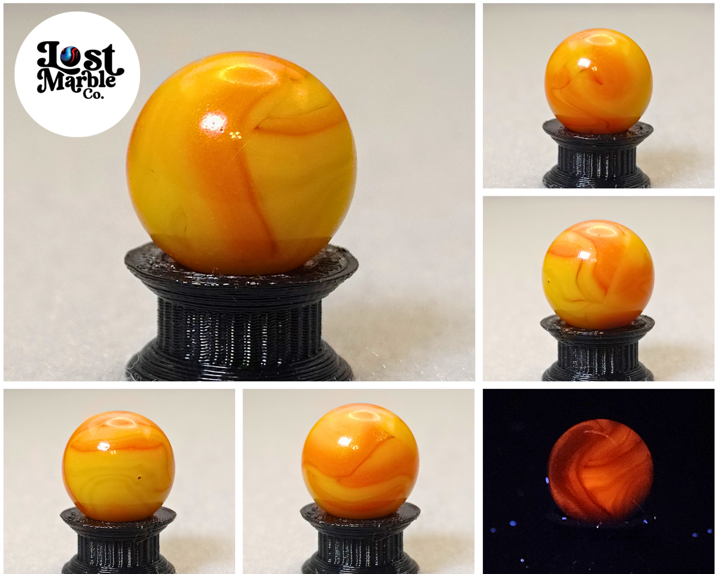 15.5mm Swirl Marble Orange & Yellow UV NM+