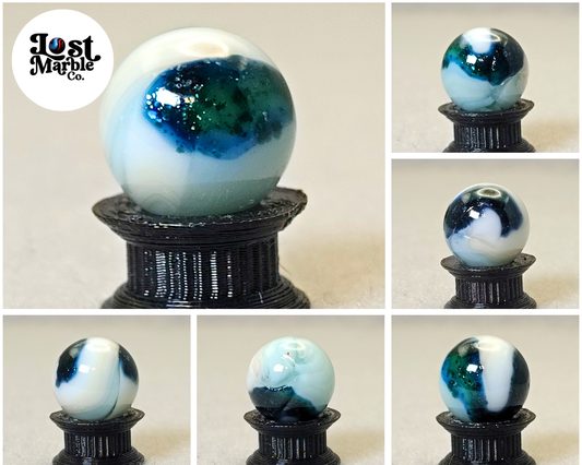 14.5mm Jabo swirl marble Loaded with blue & green AVENTURINE, cold crease, NM+