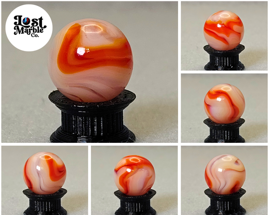 15.5mm Transparent Swirl Marble Red Peach Clear - Alley? NM