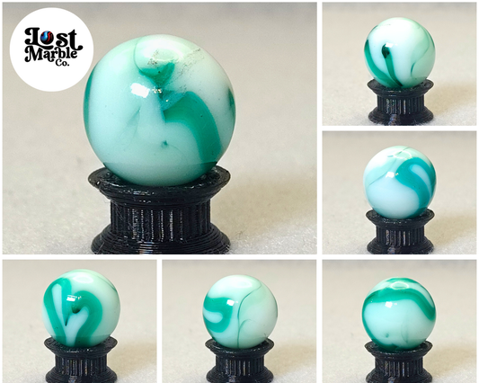 17mm Green & White swirl marble Ravenswood? Alley? NM