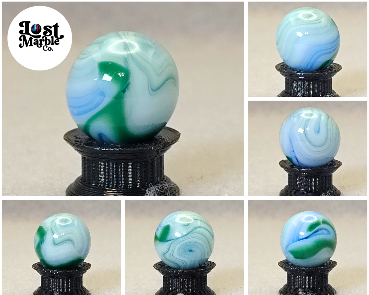 15.5mm CAC Swirl marble Blue Green White NM+