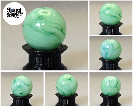 15.5mm Transparent Green & White Swirl Marble Champion? NM