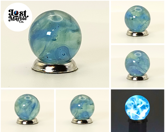 5/8" Veiligglass Wire Pull Marble - Beautiful Blue ribbons NM+