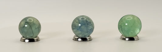 3 pack of Gorgeous Wire Pull Marbles MINT 14-15mm Blue/Green