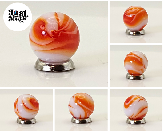 16mm Red & White Swirl Marble (alley?) NM