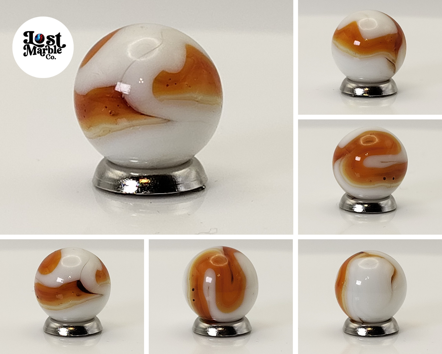16mm Swirl Marble Orange & White Ravenswood? NM-