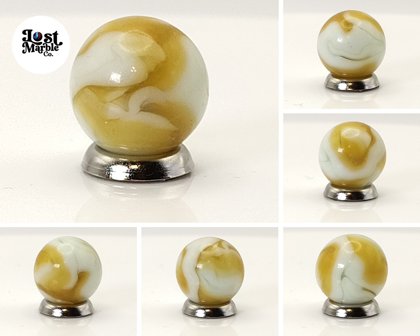15.5mm Butterscotch & White Swirl Marble NM-