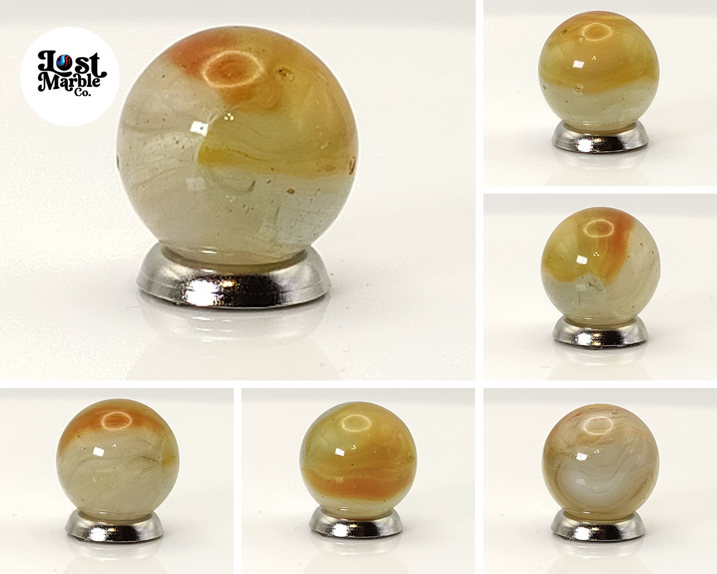 15.5mm Gorgeous Vitro Agate Phantom Conqueror marble orange/ peach NM+