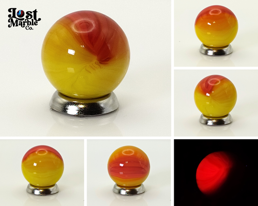 5/8" Master Marble Meteor (yellow/ red), UV glow orange/ pink WET MINT