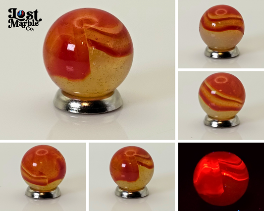 5/8" Peltier Rainbo Marble orange ribbons on Translucent Yellow UV NM