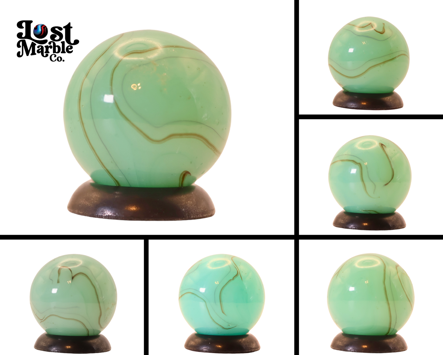 9/16" Swirl Marble Teal w/ oxblood horsehair? NM+