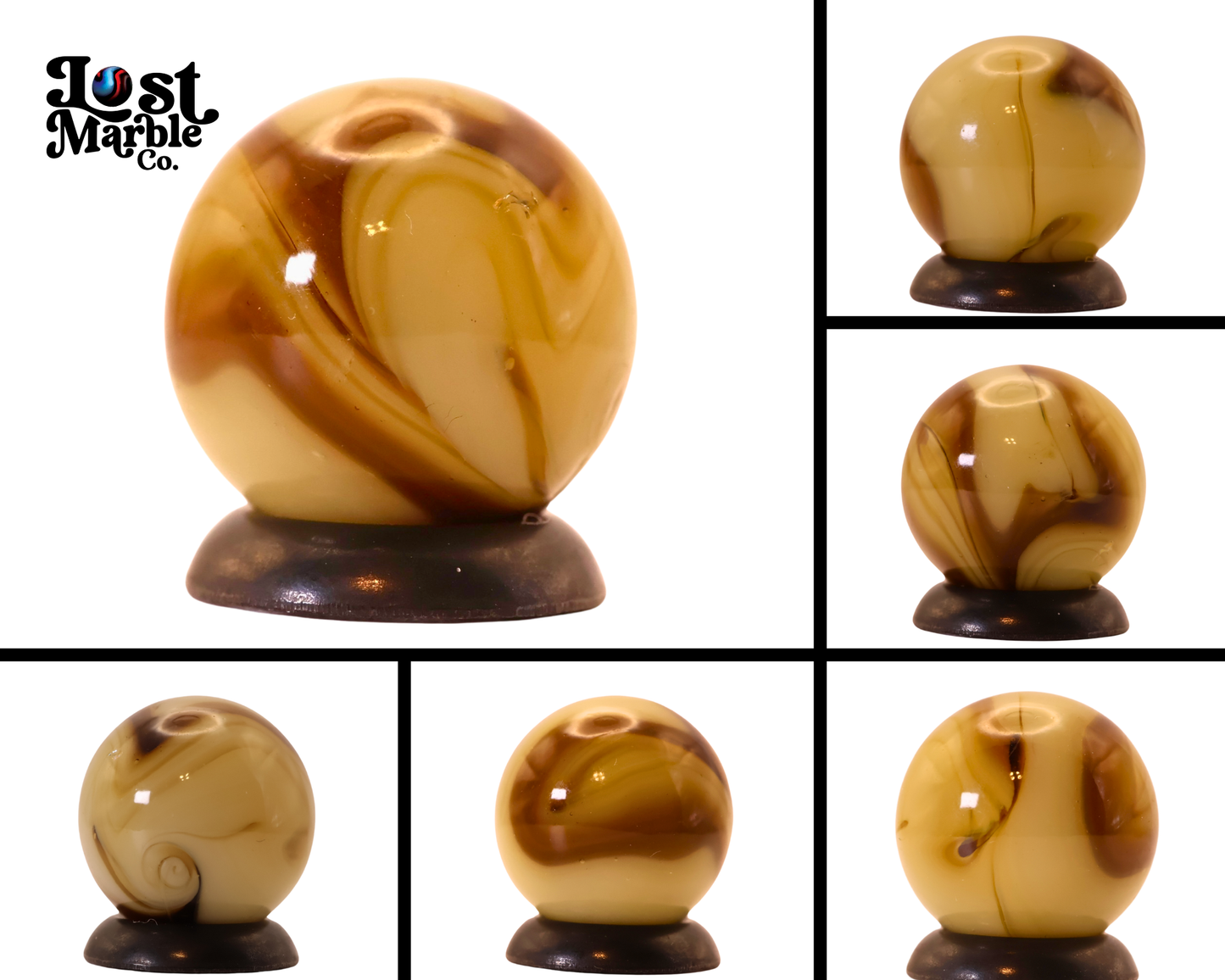 5/8" Swirl Marble w/drizzle tan & brown NM+