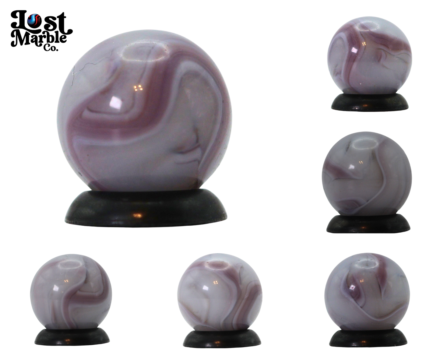 9/16" Ravenswood Lavender & White Translucent Swirl NM+