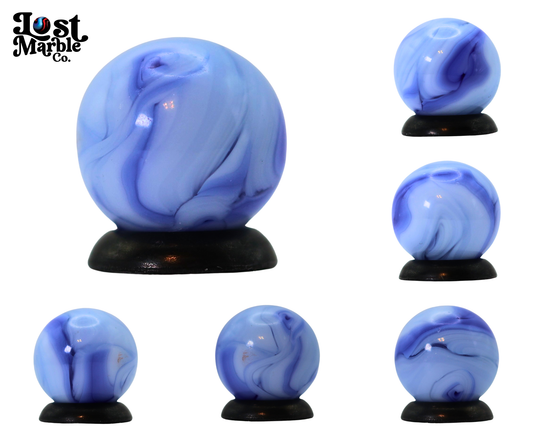 9/16" Vintage Swirl Marble Blue & White w/drizzle NM+
