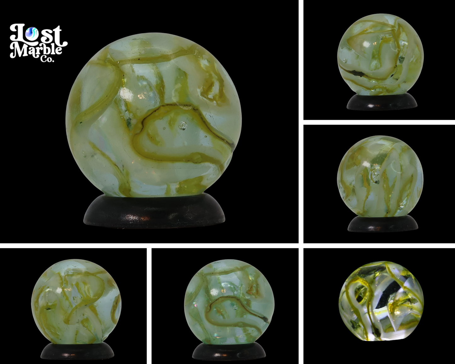 5/8" VINTAGE Veiligglas Marble Yellow & White M-