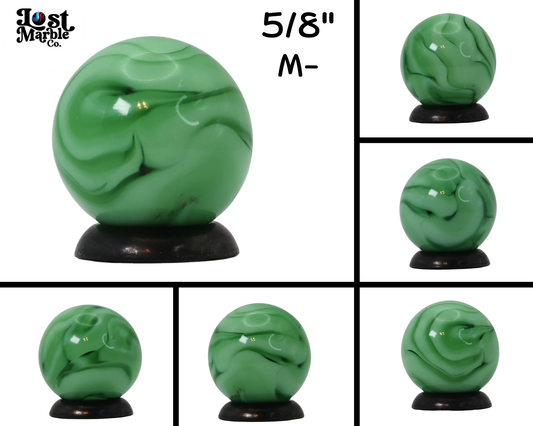 5/8" Swirl Marble Clear Base w/ Green Ribbons NM++