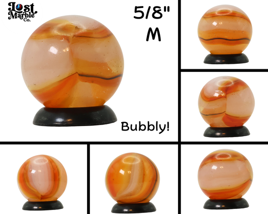 5/8" Peltier Rainbo Marble Orange w/horsehair of brown MINT