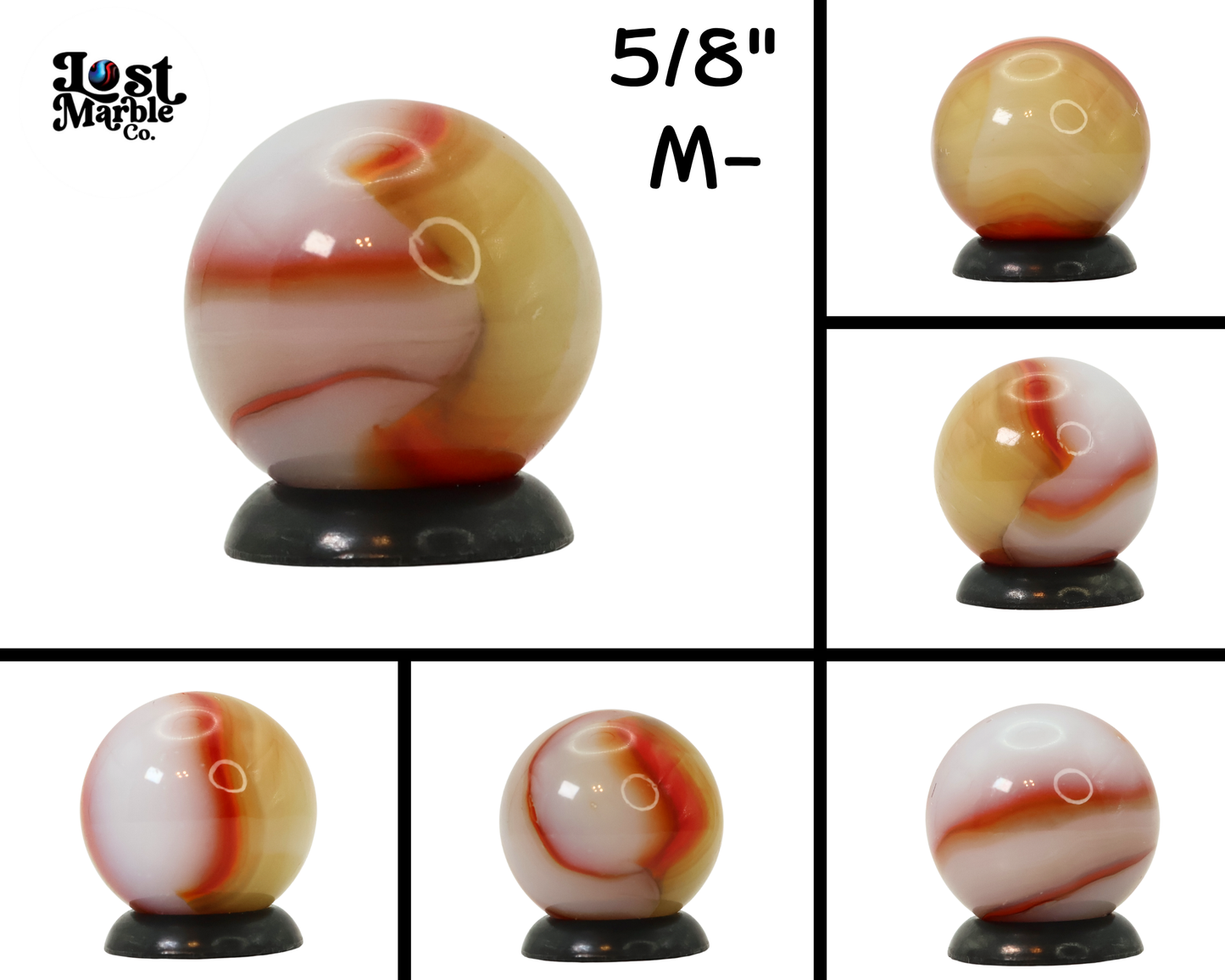 5/8" Peltier Rainbo Cloudy Marble Brown Orange M-