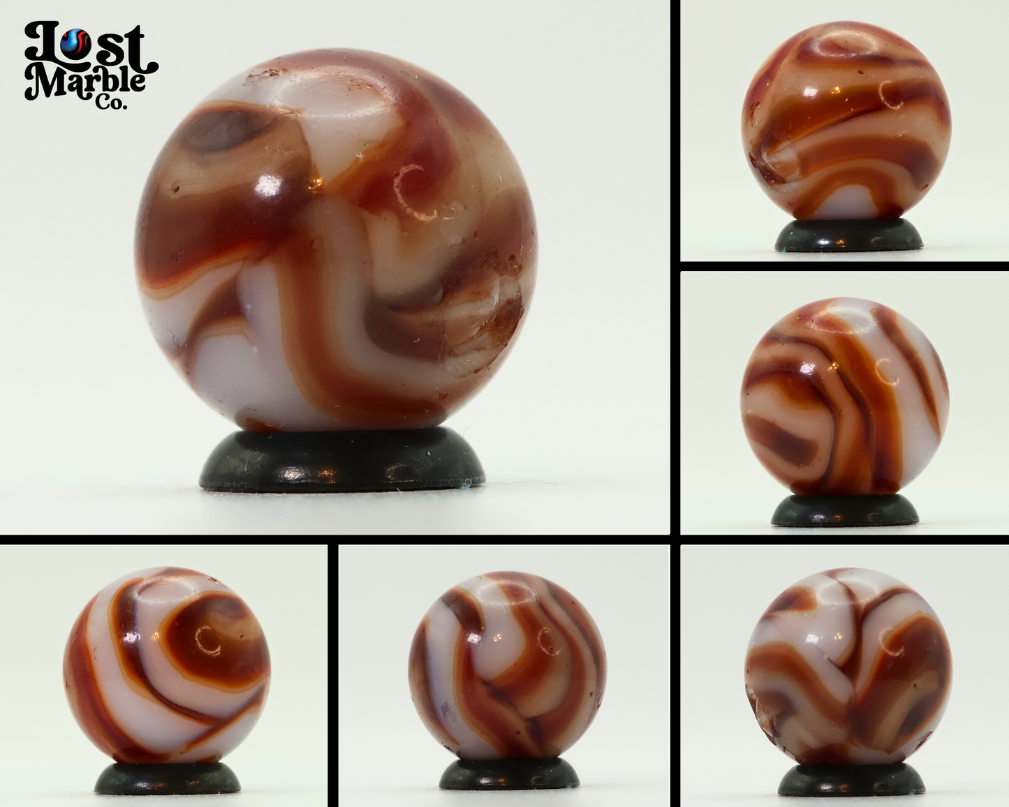 18mm Vintage Swirl Marble White & Red Oxblood? NM-