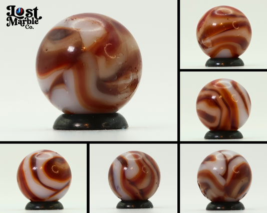 18mm Vintage Swirl Marble White & Red Oxblood? NM-