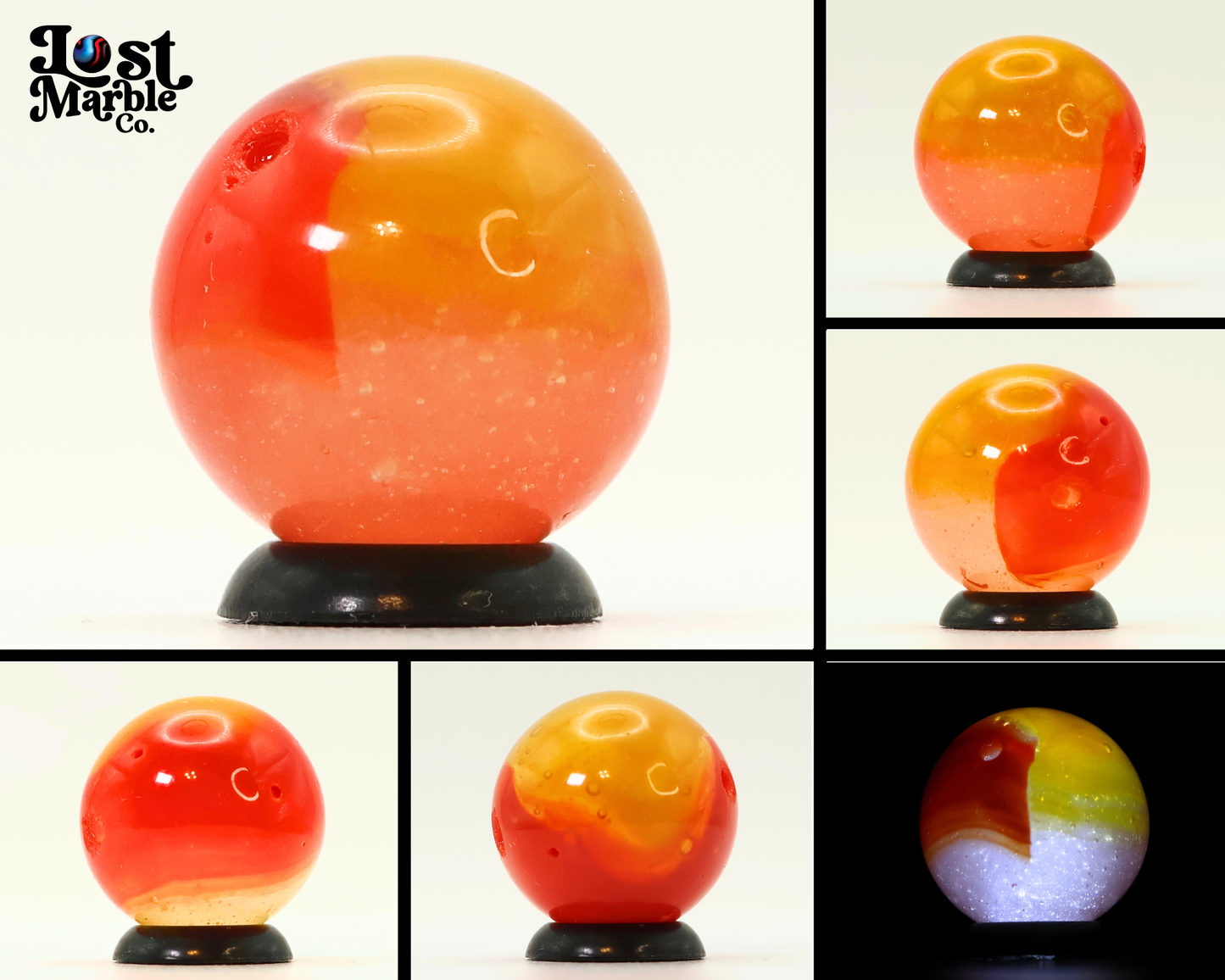 11/16" Peltier Rainbo Marble Seedy Base red & Yellow NM-