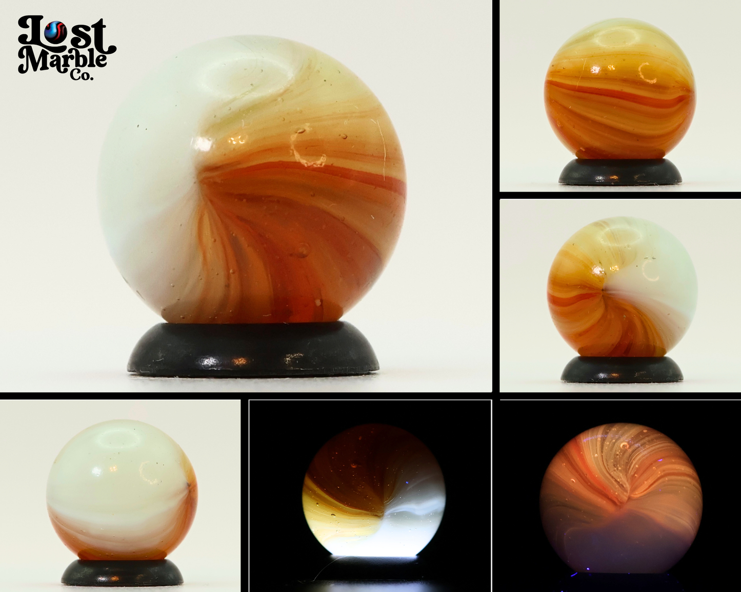 5/8" Vintage Master Marble Sunburst Red & White MINT