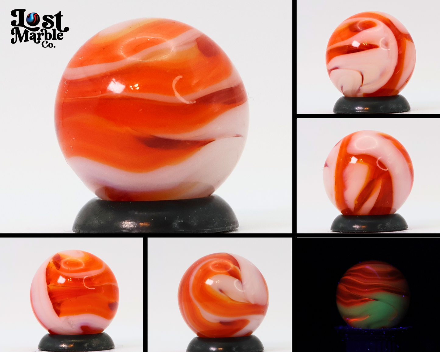 5/8" Translucent Swirl Marble Orange & White - Alley? NM+