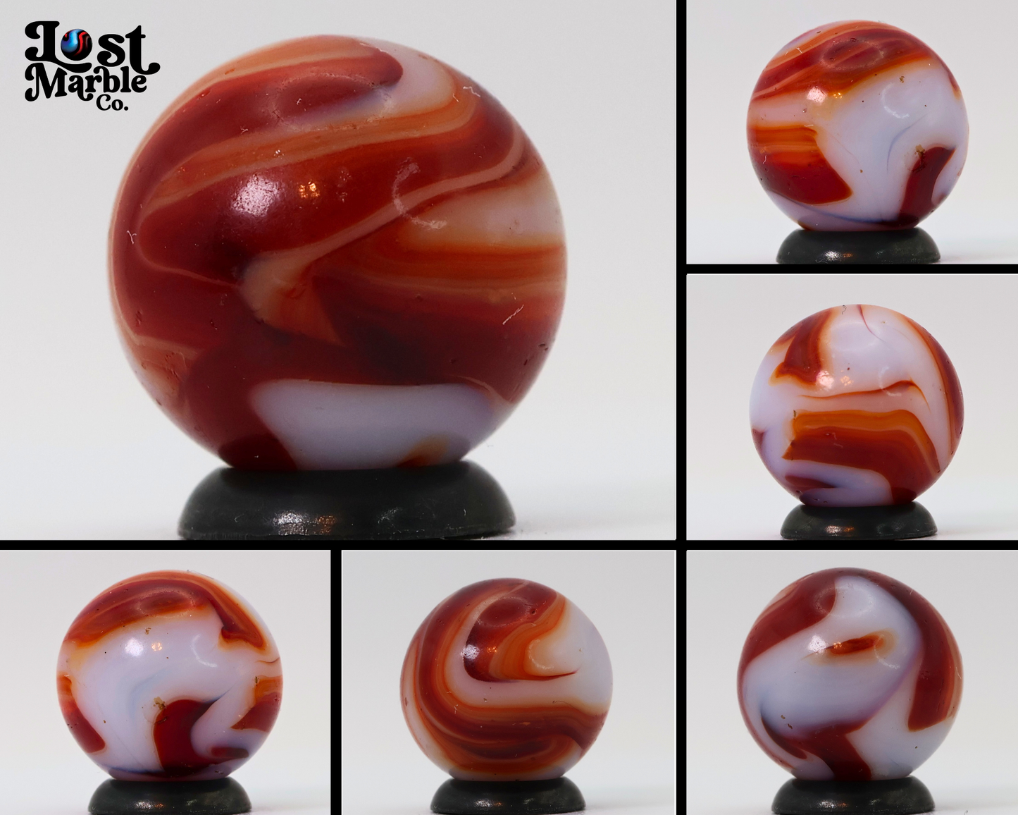 11/16" Swirl Marble - Nice Deep Red Ribbons NM-