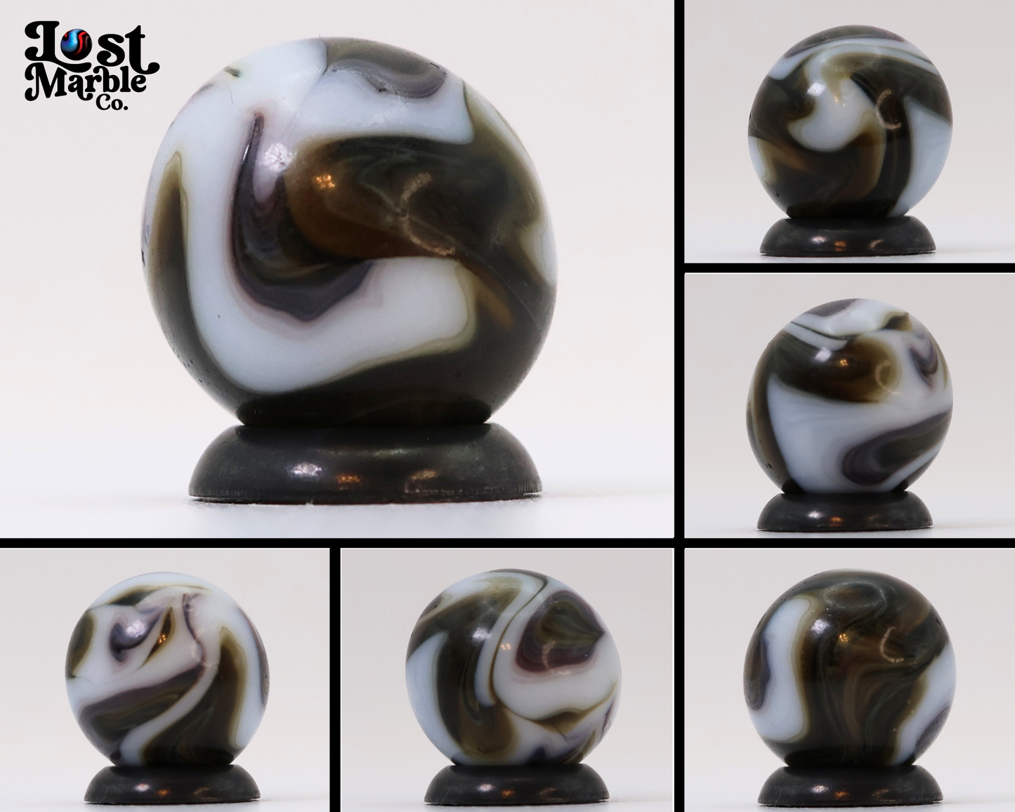 5/8" Gorgeous Swirl Marble Translucent Brown Purple White NM