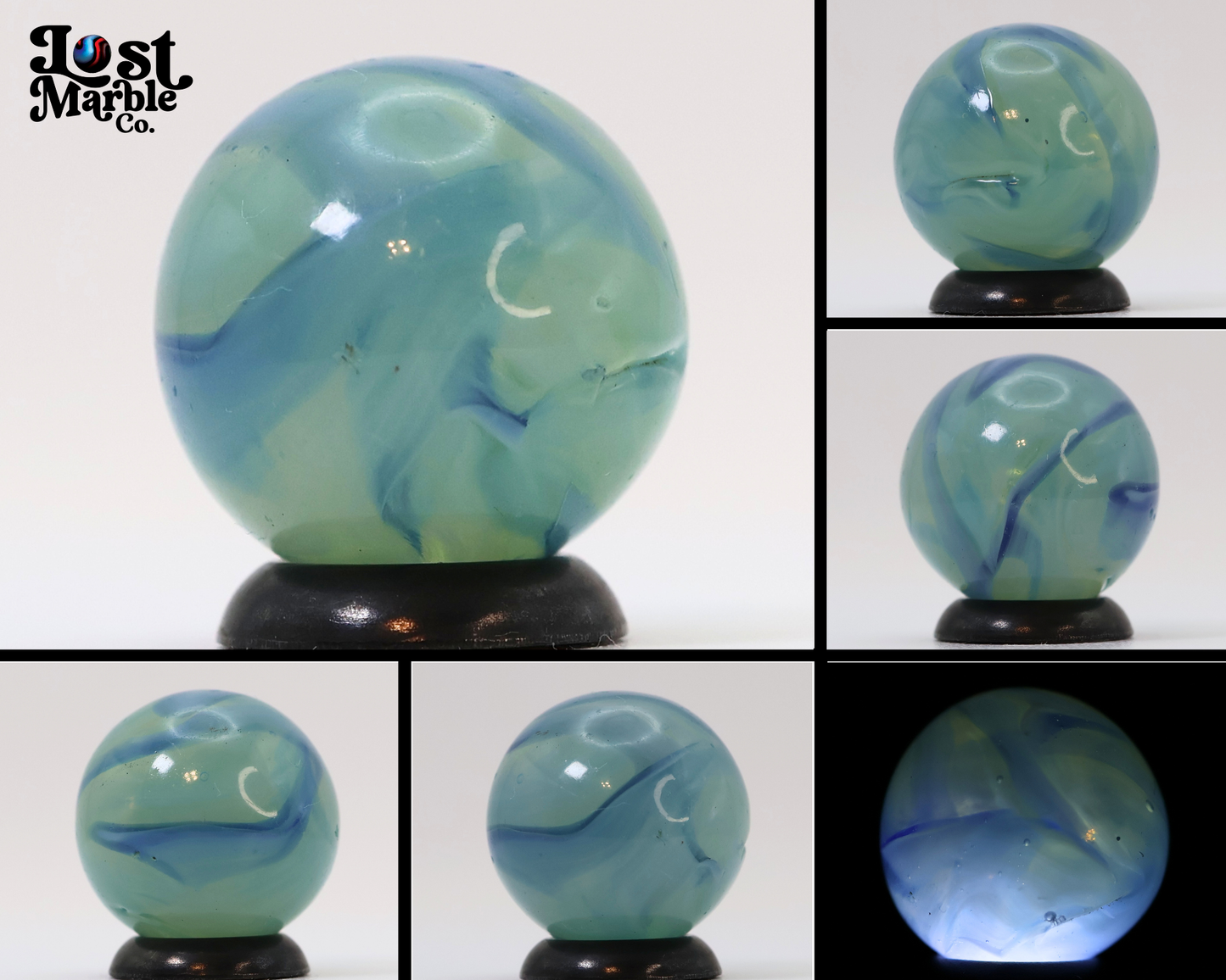 11/16" Translucent Swirl Marble Blue on Blue NM
