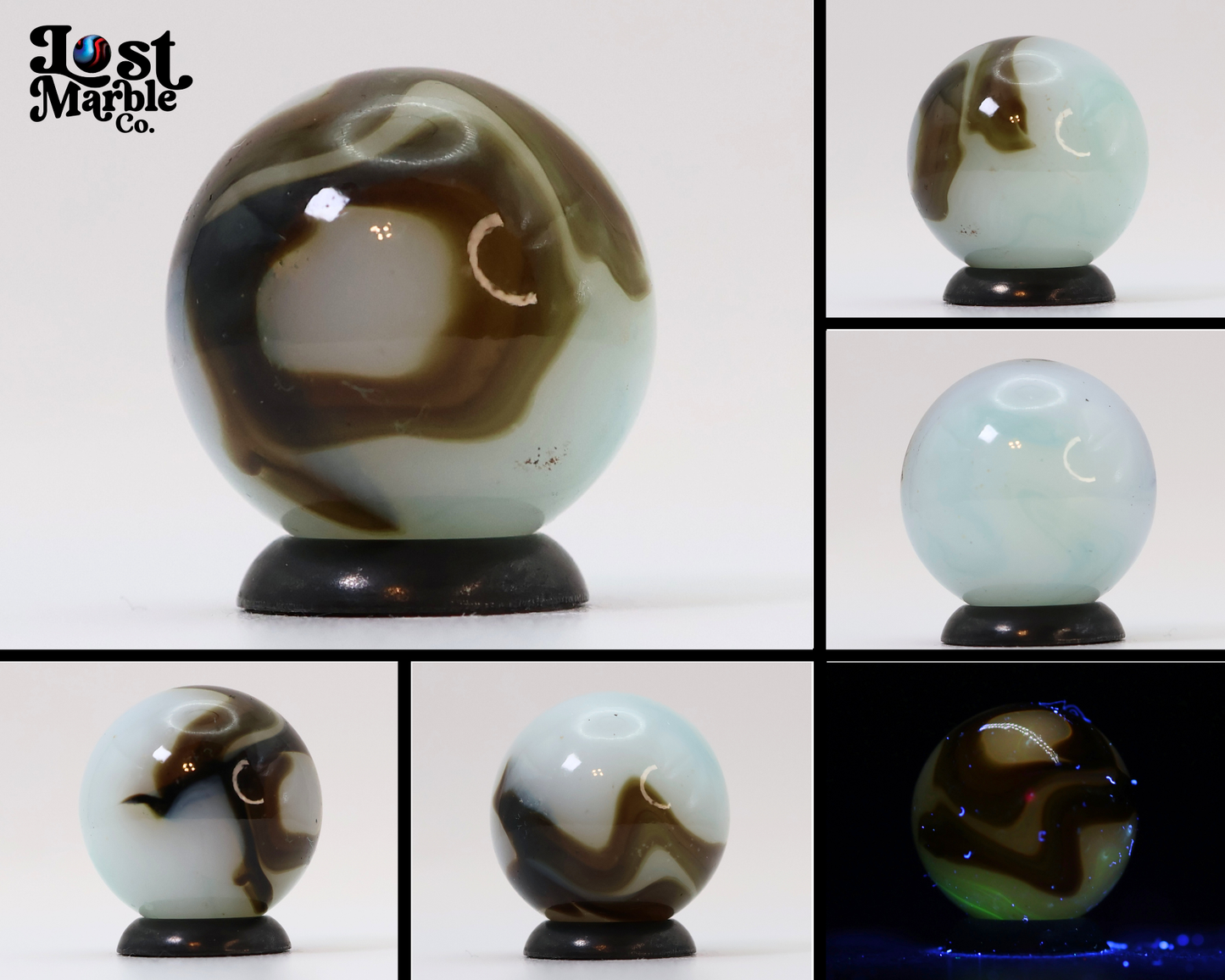 18mm Ravenswood? Swirl Marble White Base Brown Ribbons UV NM