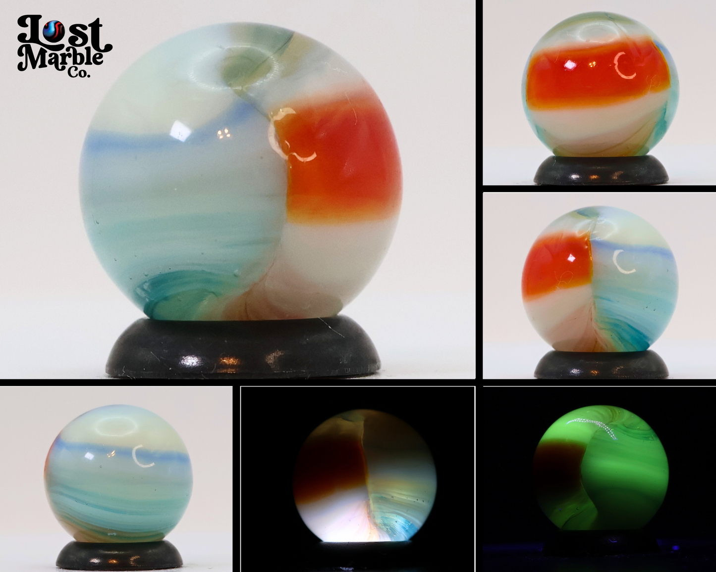 5/8" Vintage Vitro Agate Blended Aquamarine Marble UV M-