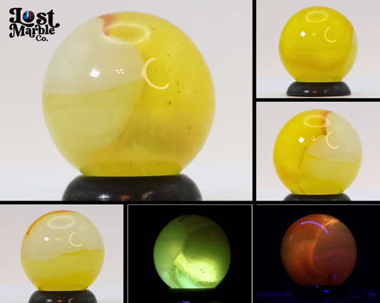 5/8" Akro Agate Translucent Patch Marble Yellow UV MINT