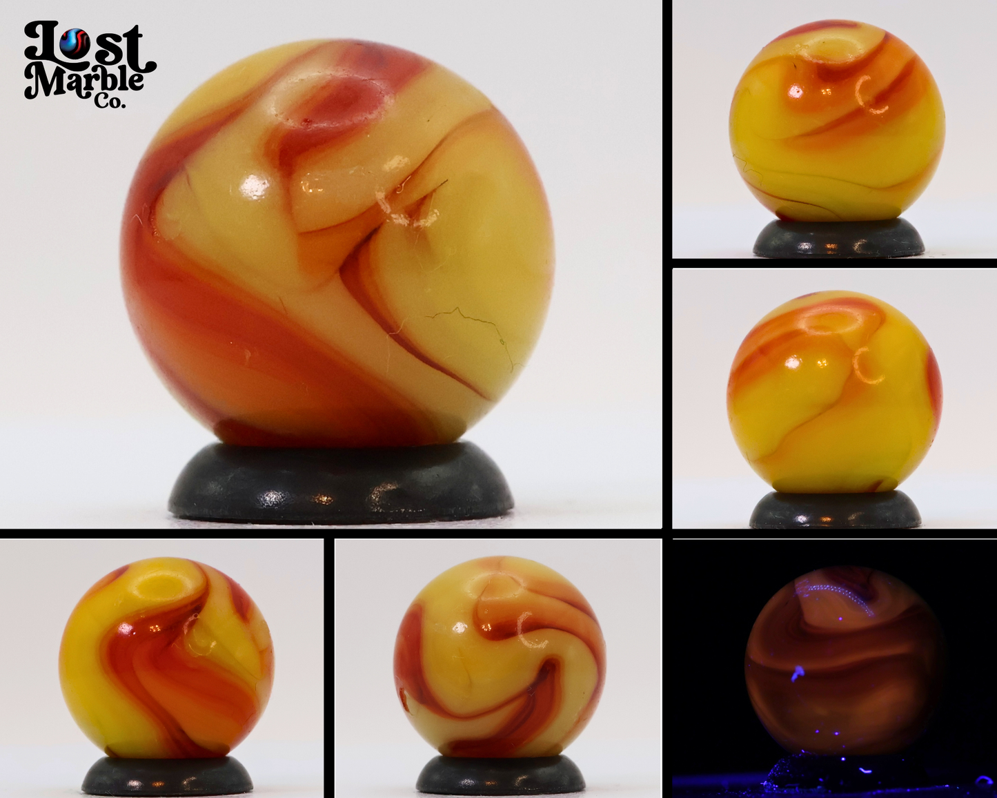 11/16" Yellow & Orange Swirl Marble - Nectarine UV NM+