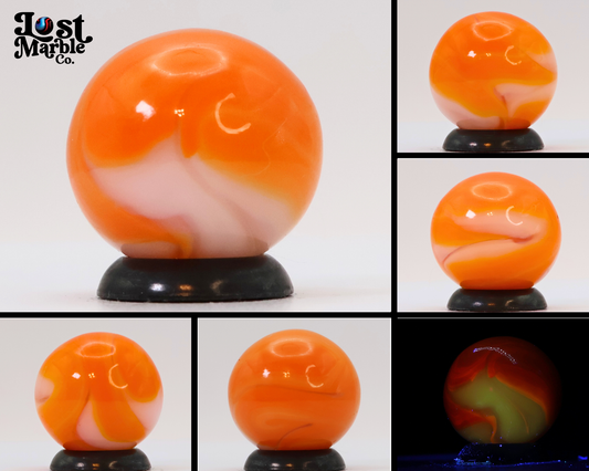 5/8" Swirl Marble Orange & White UV MINT