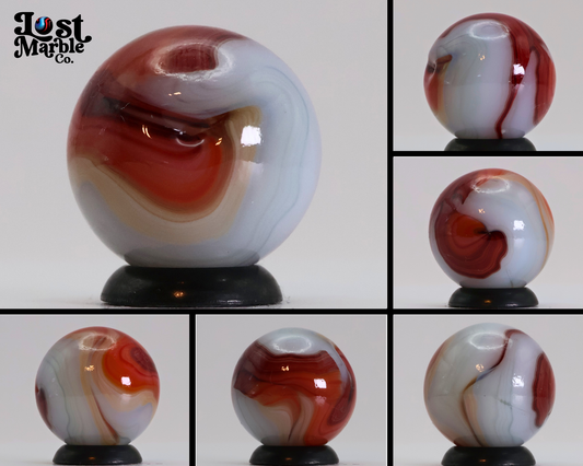 9/16" Swirl Marble Oxblood & White NM+