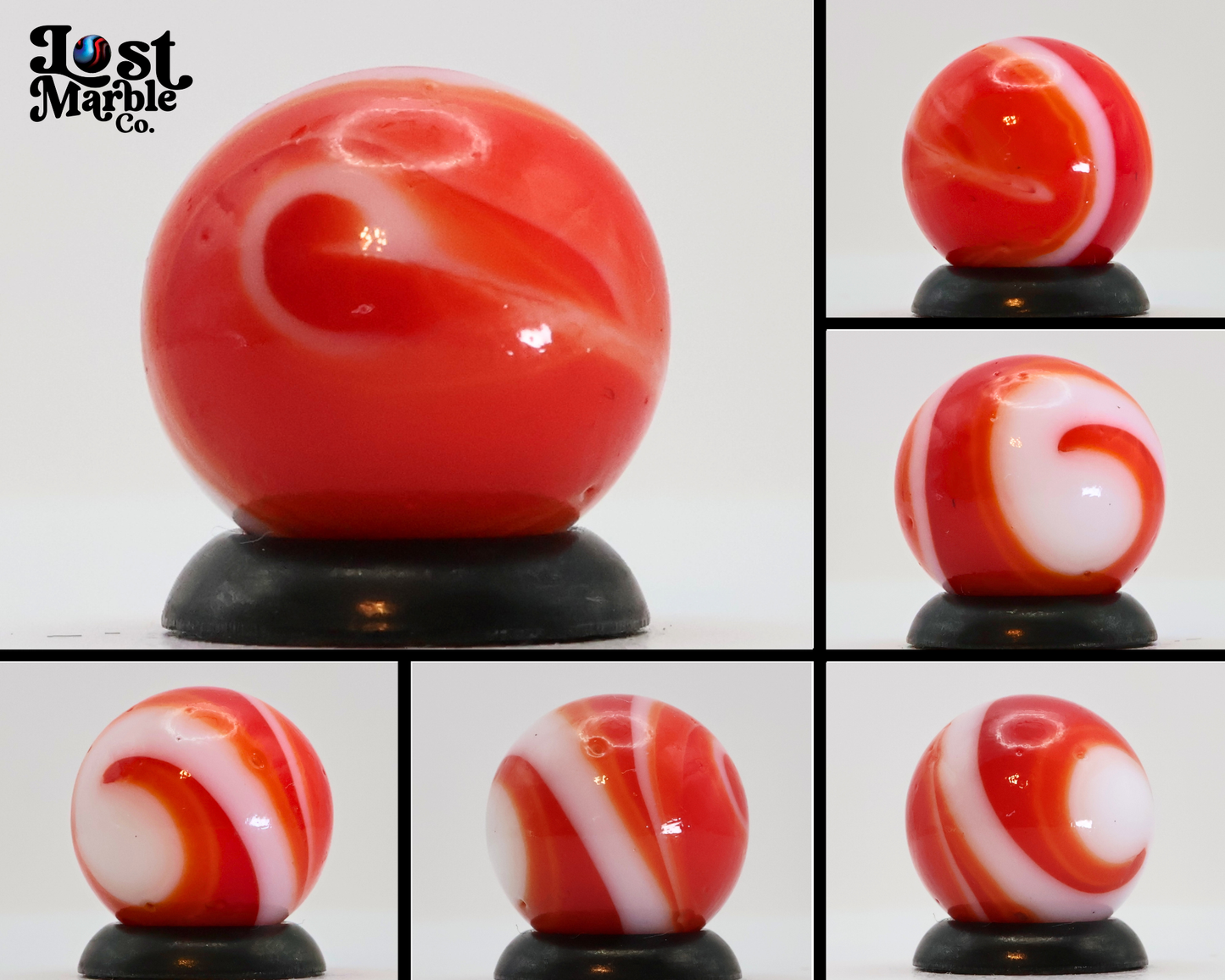 9/16" MF Christensen Swirl Marble Red & White NM++