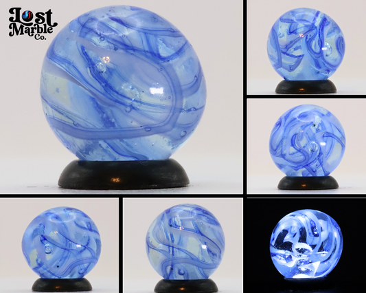 5/8" Veiligglas Blue & White Marble Wire Pull great backlit NM+
