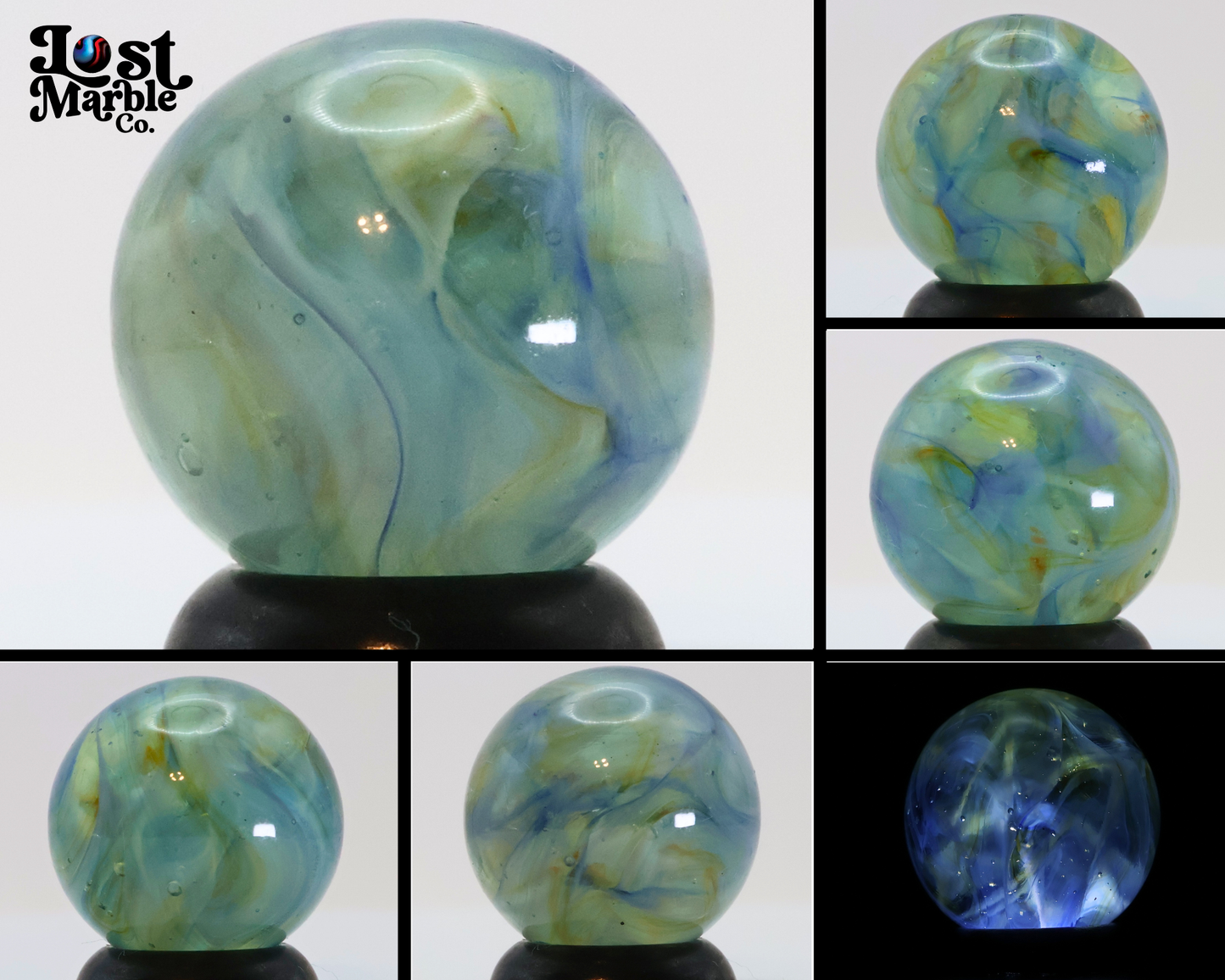 5/8" Beautiful Wire Pull Marble Blue & Green NM