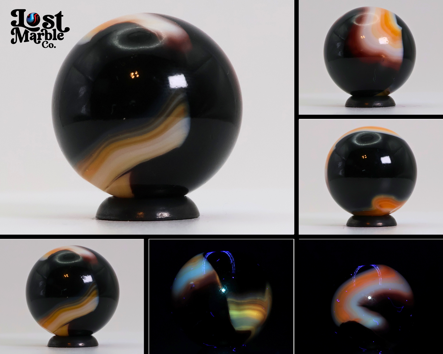 7/8" Peltier Glass Co. NOVA ONE DAY RUN Marble gorgeous color slight UV M-