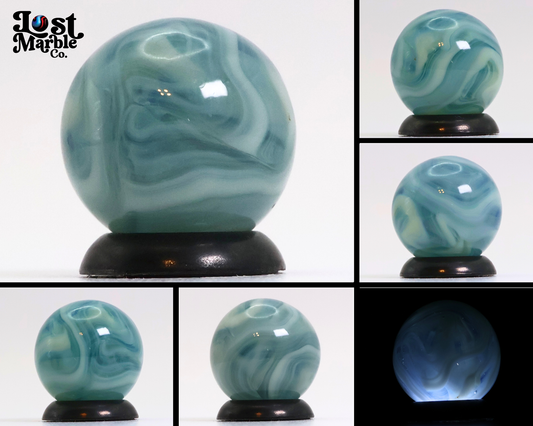 5/8" Transparent Swirl Marble Clear Base with Blue & White Ribbons M-