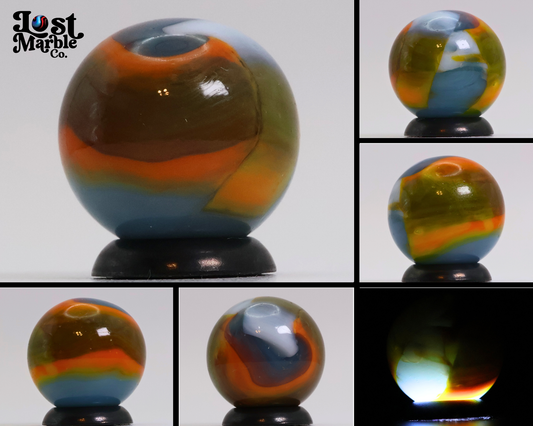 11/16" Peltier Rainbo Marble Blue Orange White NM+