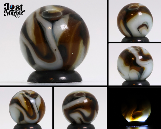 5/8" Translucent Swirl Marble Brown & White NM-
