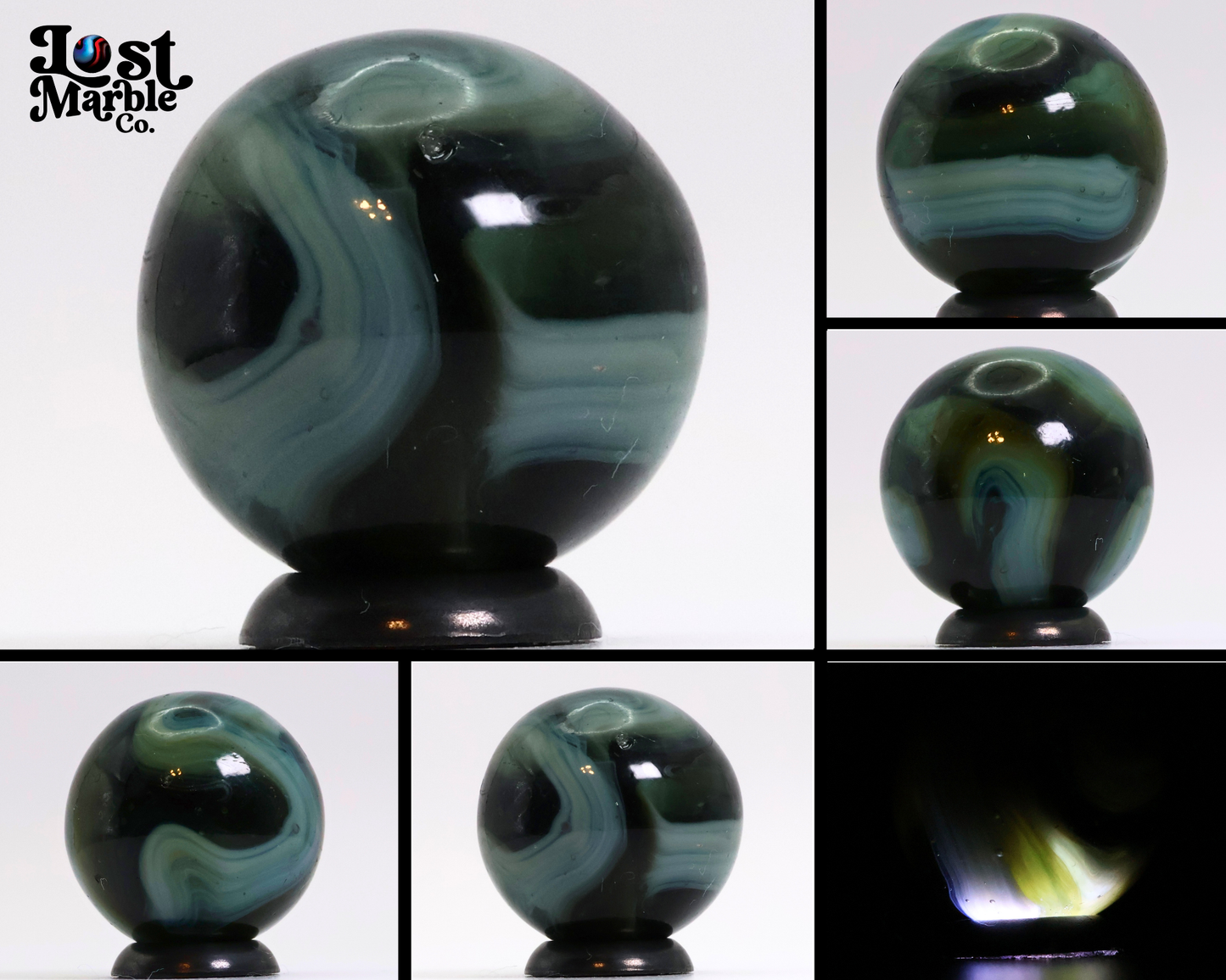 3/4" Translucent Swirl Marble Brown & Green NM+