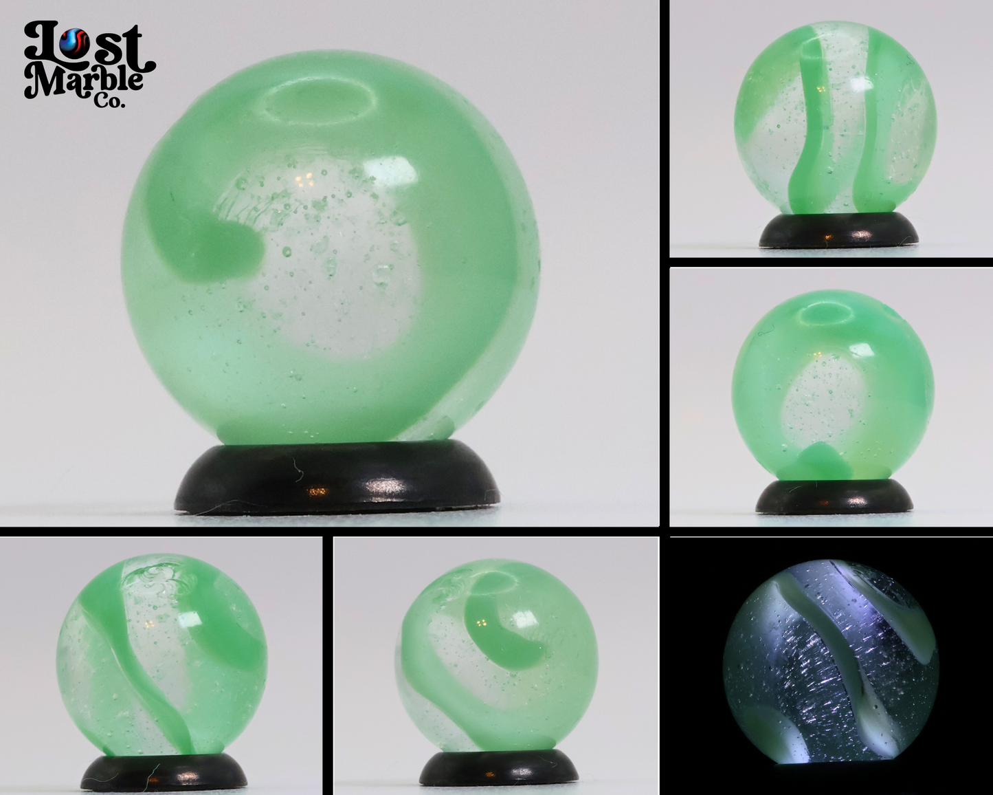 5/8" Akro Agate Snake Marble Light Green NM-