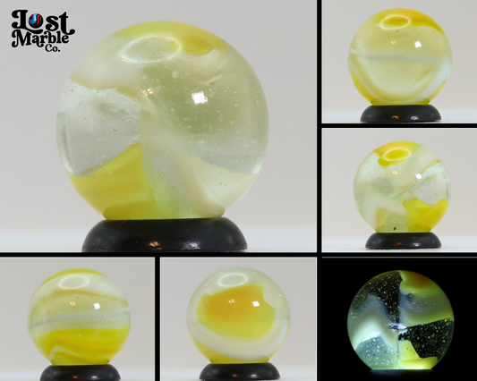 11/16" Peliter Rainbo Clear Based Marble Yellow & White M-
