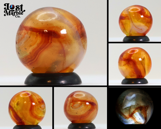 5/8" Off Round Wire Pull? Swirl Marble Orange Red NM