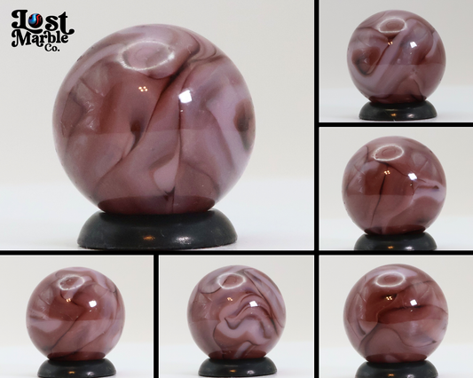 5/8" Swirl Marble Translucent Base w/purple & white ribbons NM+