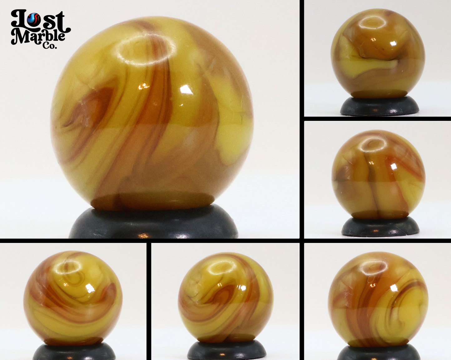5/8" Swirl Marble Butterscotch & Brown Jabo? MINT