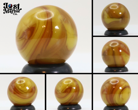 5/8" Swirl Marble Butterscotch & Brown Jabo? MINT